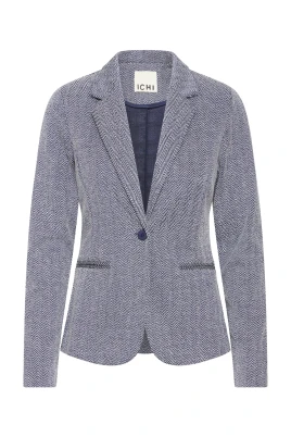 Blå Herringbone Jacquard Blazer Jacka