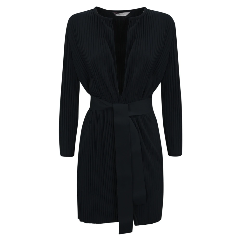 Max Mara Blauwe Geplooide Jas Lange Mouw Blue Dames