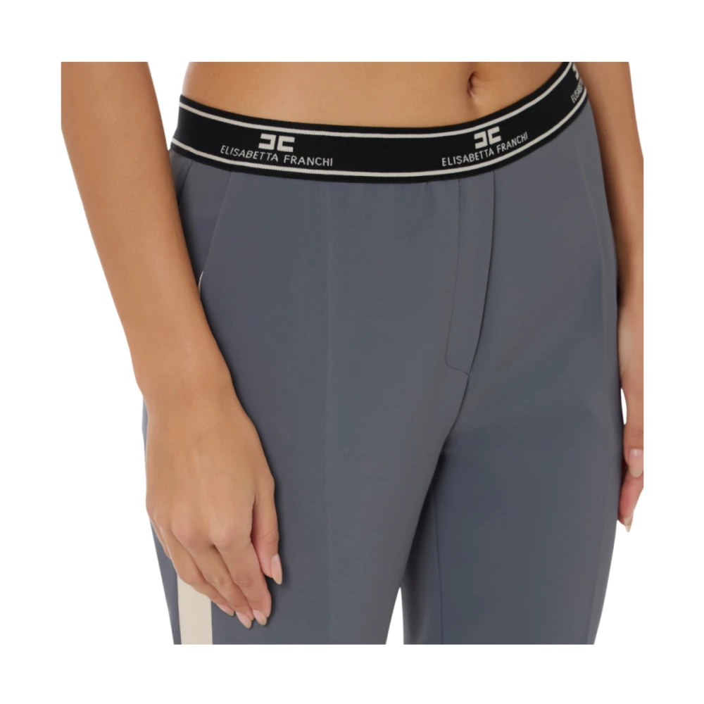 Elisabetta Franchi Rechte Pijp Crêpe Broek met Franse Zakken Gray Dames