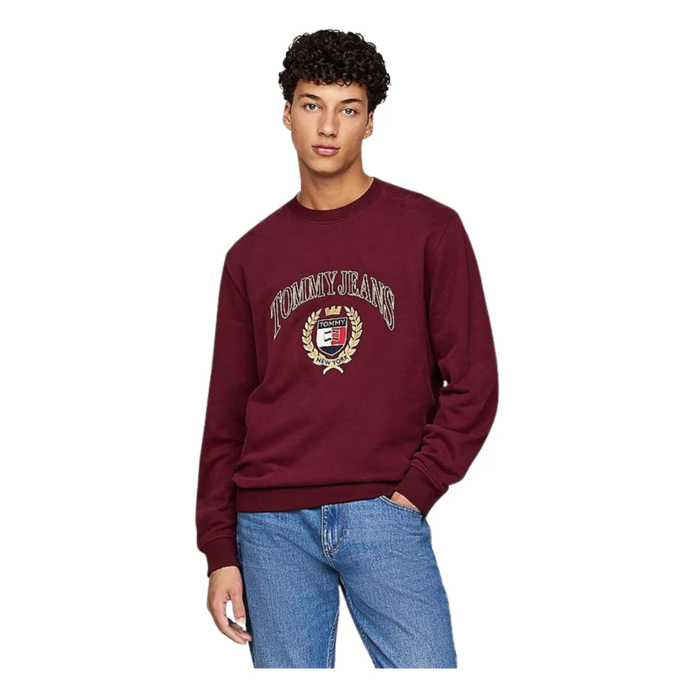 Tommy Hilfiger Bordeaux Katoenen Sweater Iconisch Embleem Red Heren