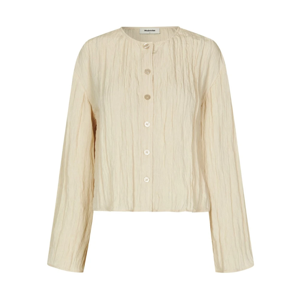 Modström Gestructureerd top met knoopsluiting Beige Dames