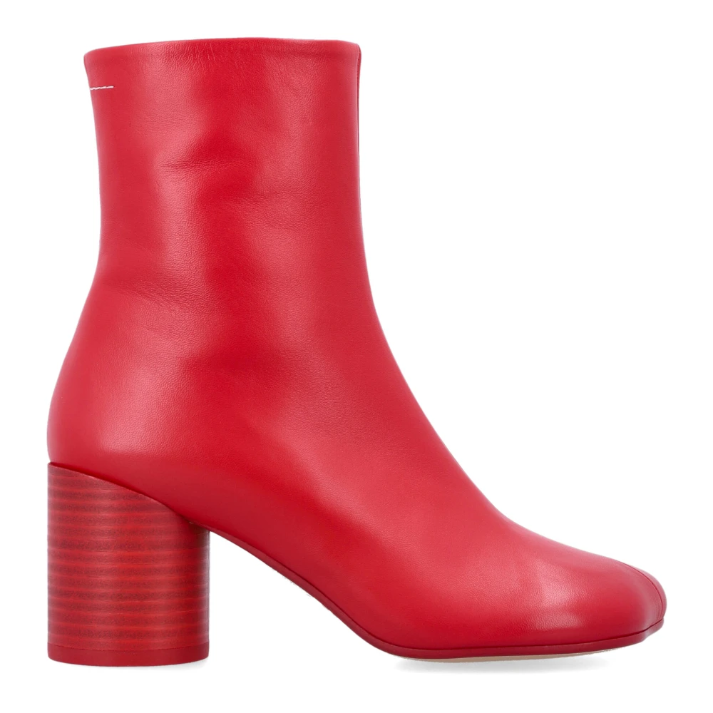 MM6 Maison Margiela Röda Stängda Ankelboots med Cylindrisk Klack Red, Dam