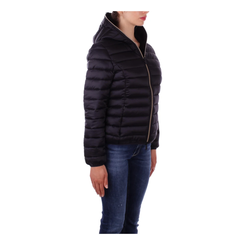 Save The Duck Zwarte Hoodie met zijlogo rits Black Dames