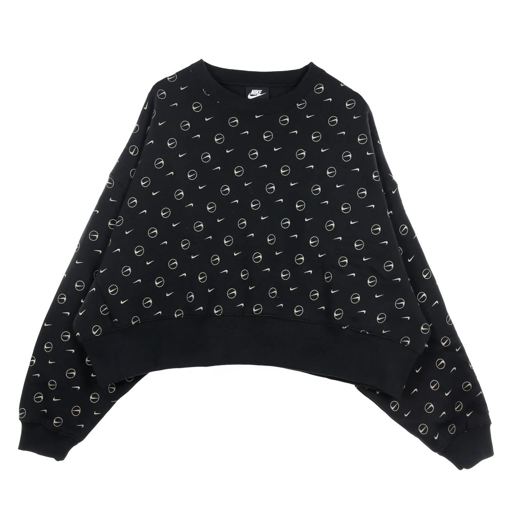 Nike Allover Print Crewneck Sweatshirt Zwart Goud Black Dames