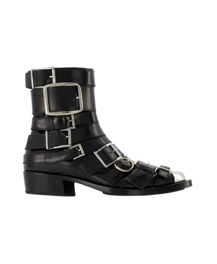 black-silver-leather-boots