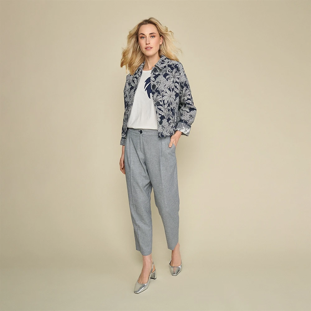 Marie Méro Bloemenprint Oversized Katoenen Jas Blue Dames