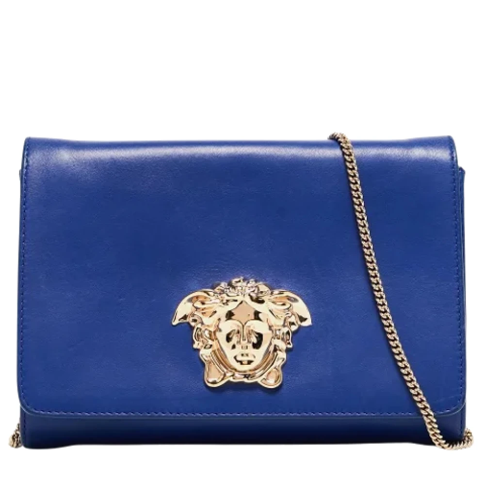 Versace Pre-owned Leather shoulder-bags Blue Dames
