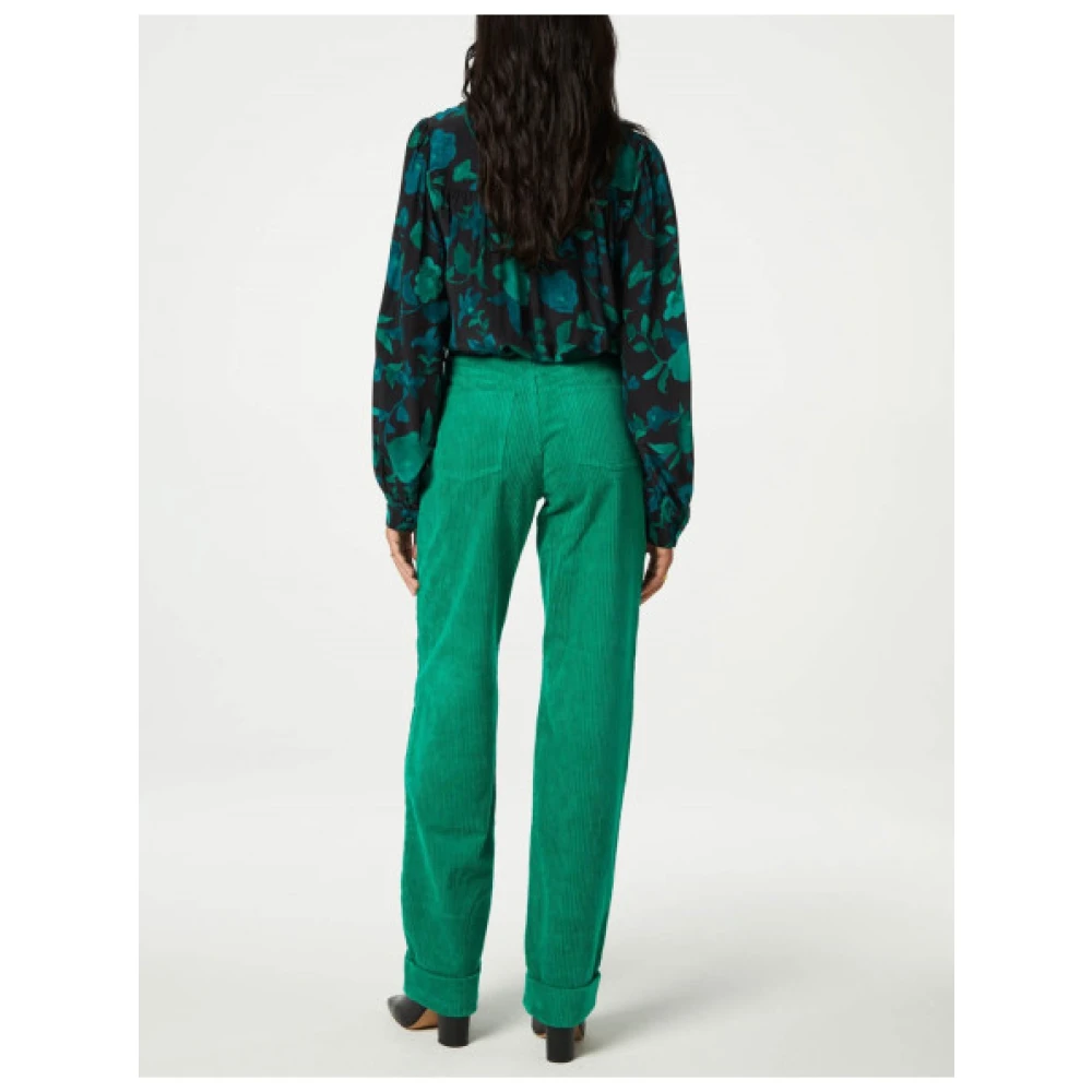 Fabienne Chapot Corduroy Rechte Broek Green Dames