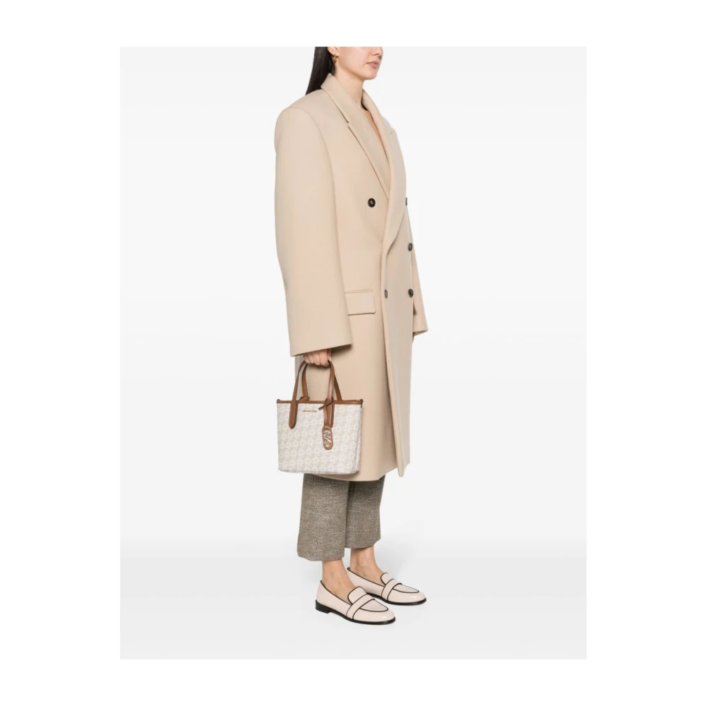 Michael Kors Stijlvolle witte handtas met leren afwerking White Dames