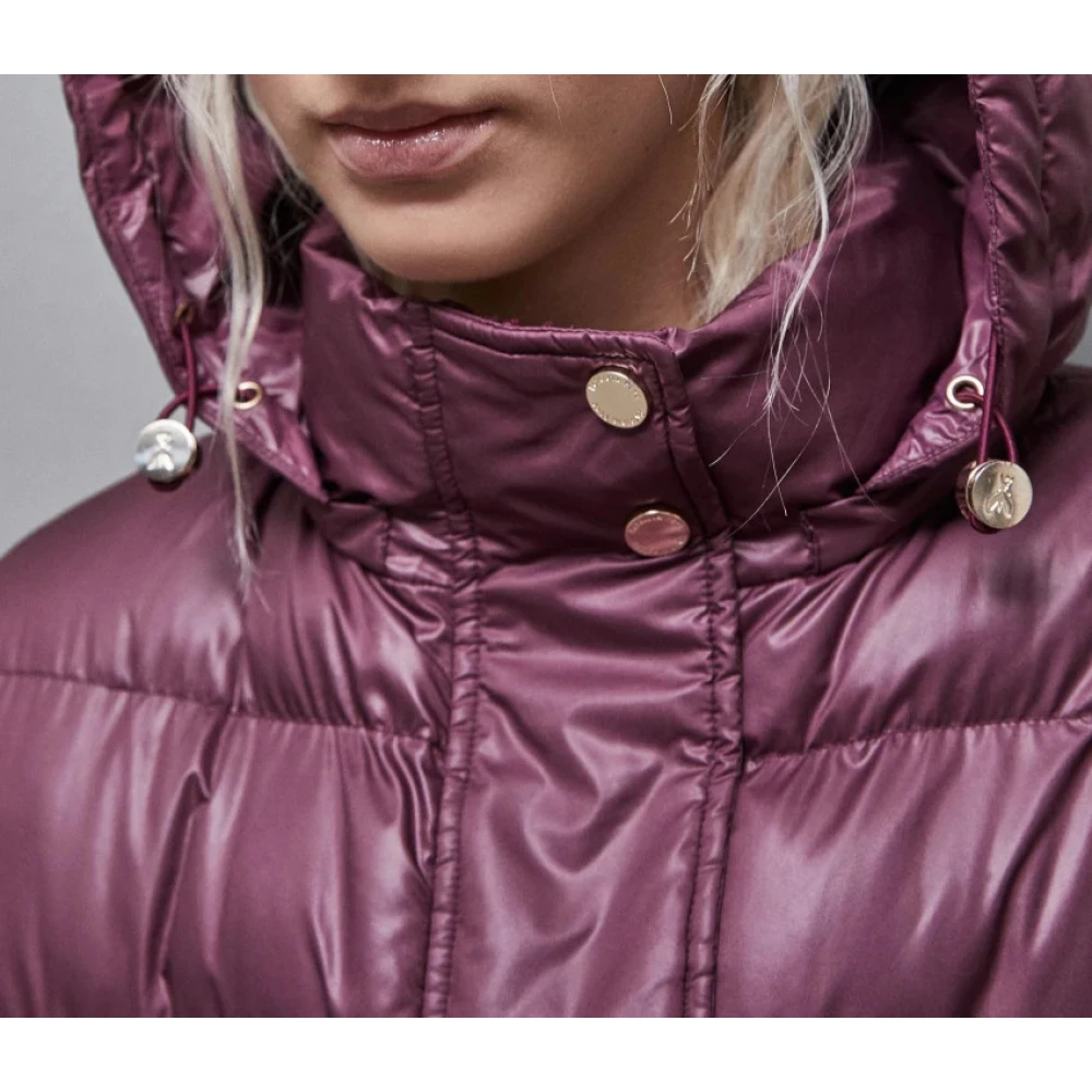 PATRIZIA PEPE Glanzende Nylon Puffer Jas Purple Dames