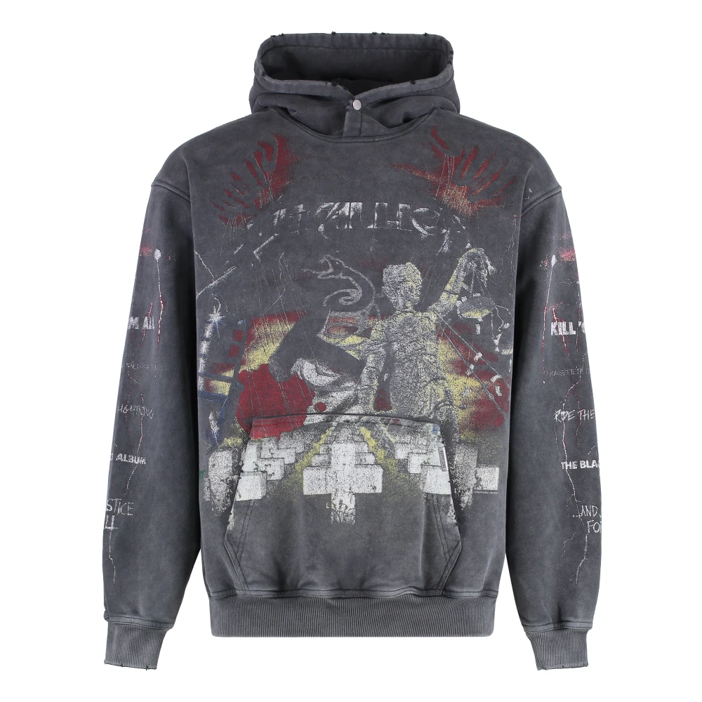 Represent Metallica Katoenen Hoodie met Geribbelde Randen Gray Heren