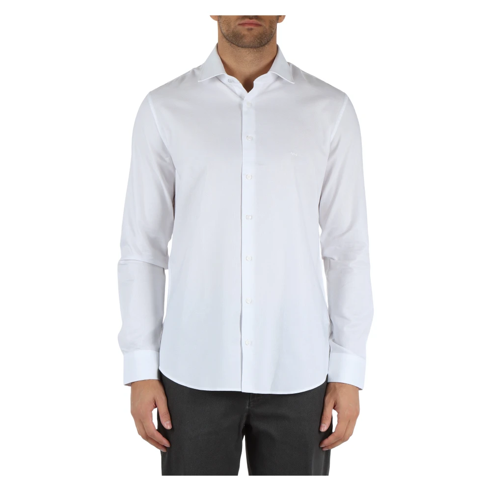 Michael Kors Slim Fit Katoenen Overhemd Easy Care White Heren