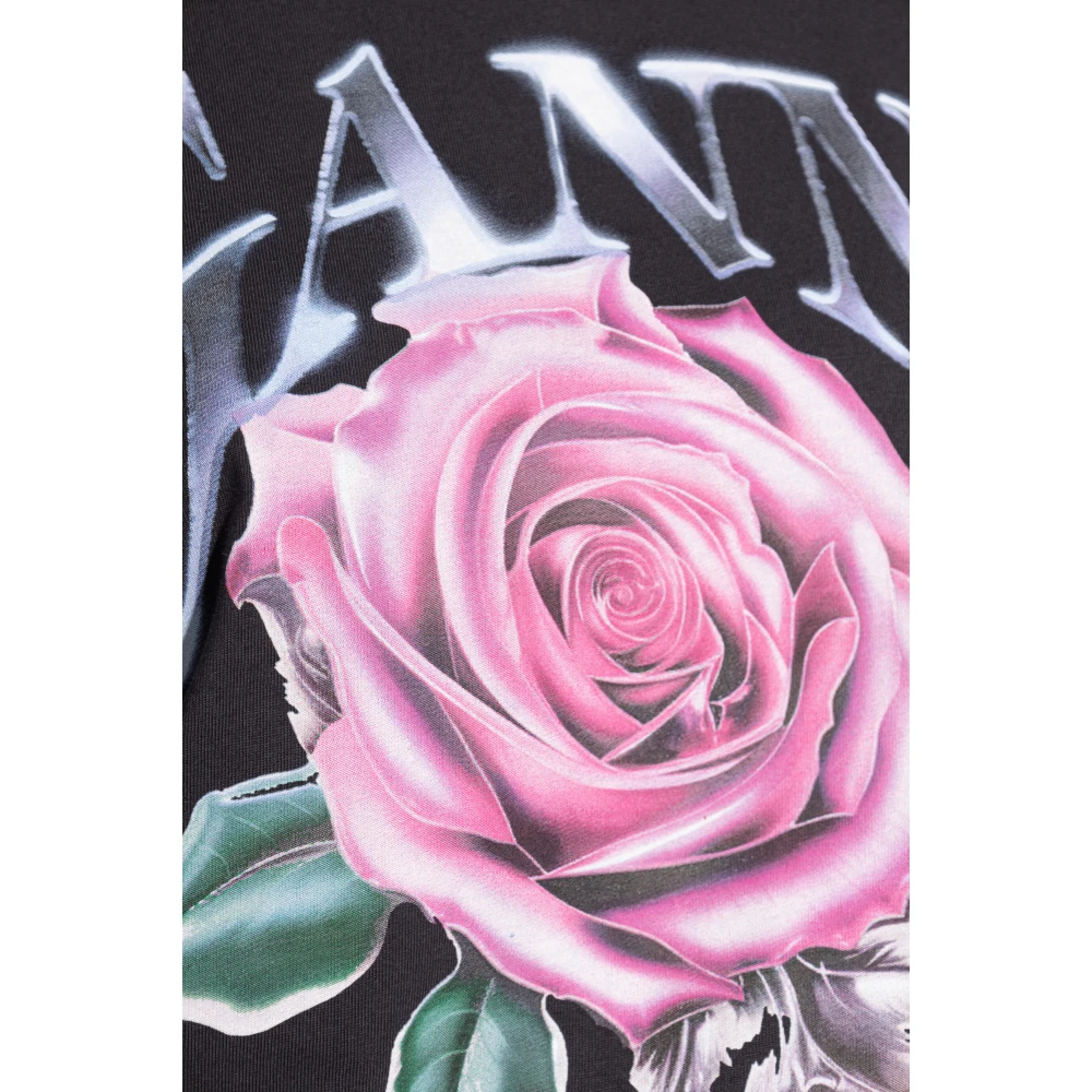 Ganni Geprint T-shirt Black Dames