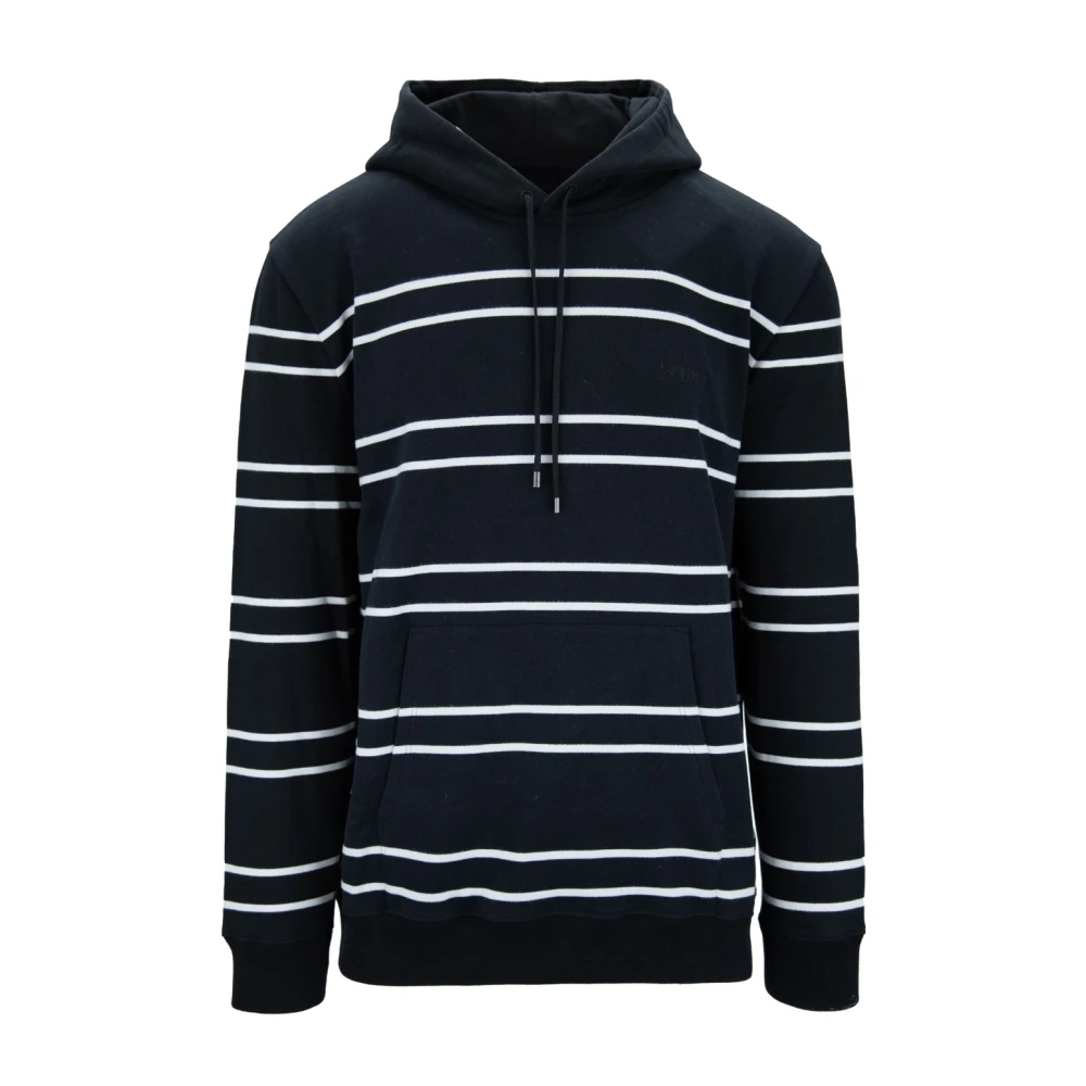 Saint Laurent Hoodie van katoen met trekkoord Black Heren