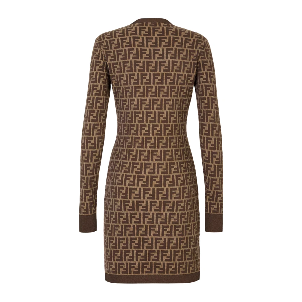 Fendi Katoenen jurk met FF-motief Brown Dames