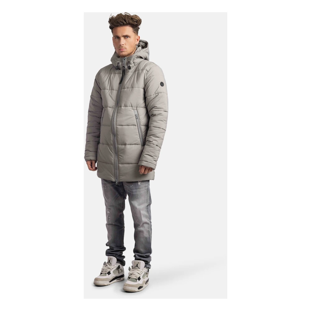 Aspact Lange Puffer Winterjas Grijs Gray Heren