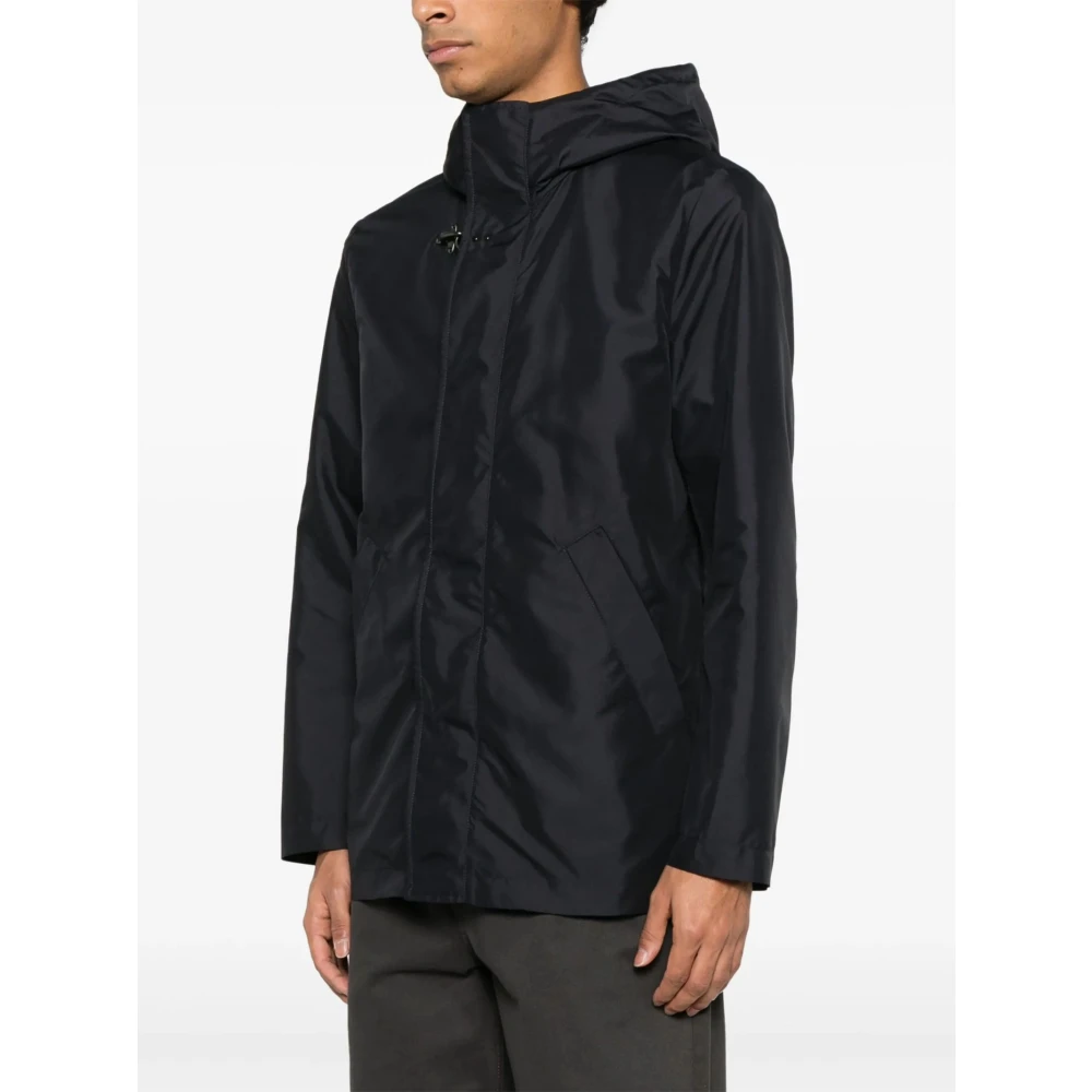 Fay Blauwe Technische Poplin Parka Jas Blue Heren