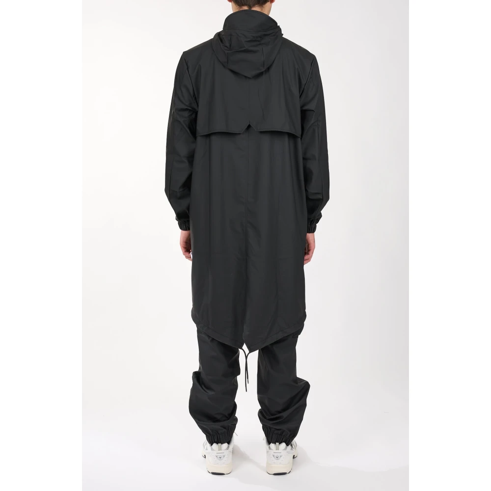 Rains Waterdichte Fishtail Parka met Capuchon Black Heren