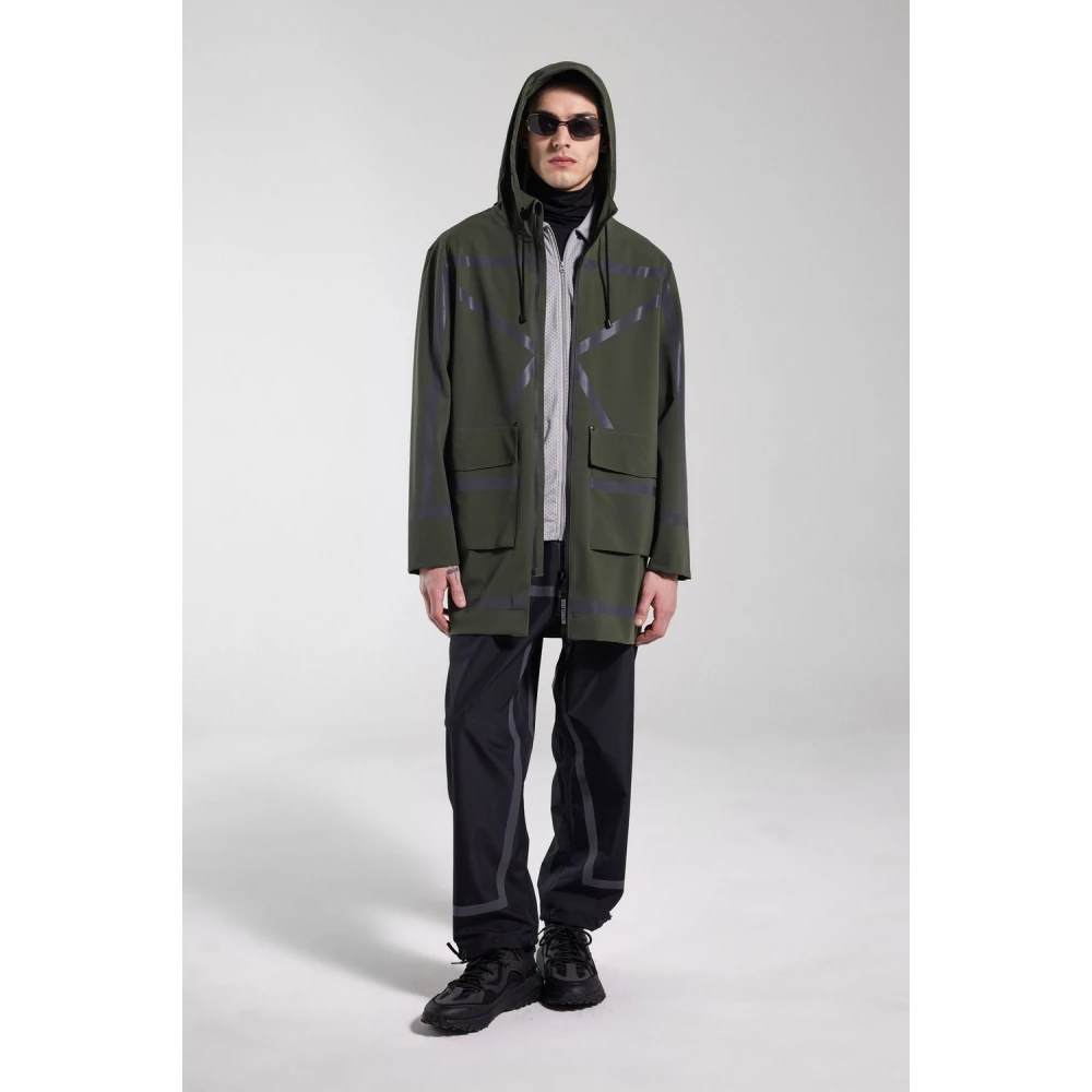 Stutterheim Waterdichte regenjas met reflecterende strepen Green Heren
