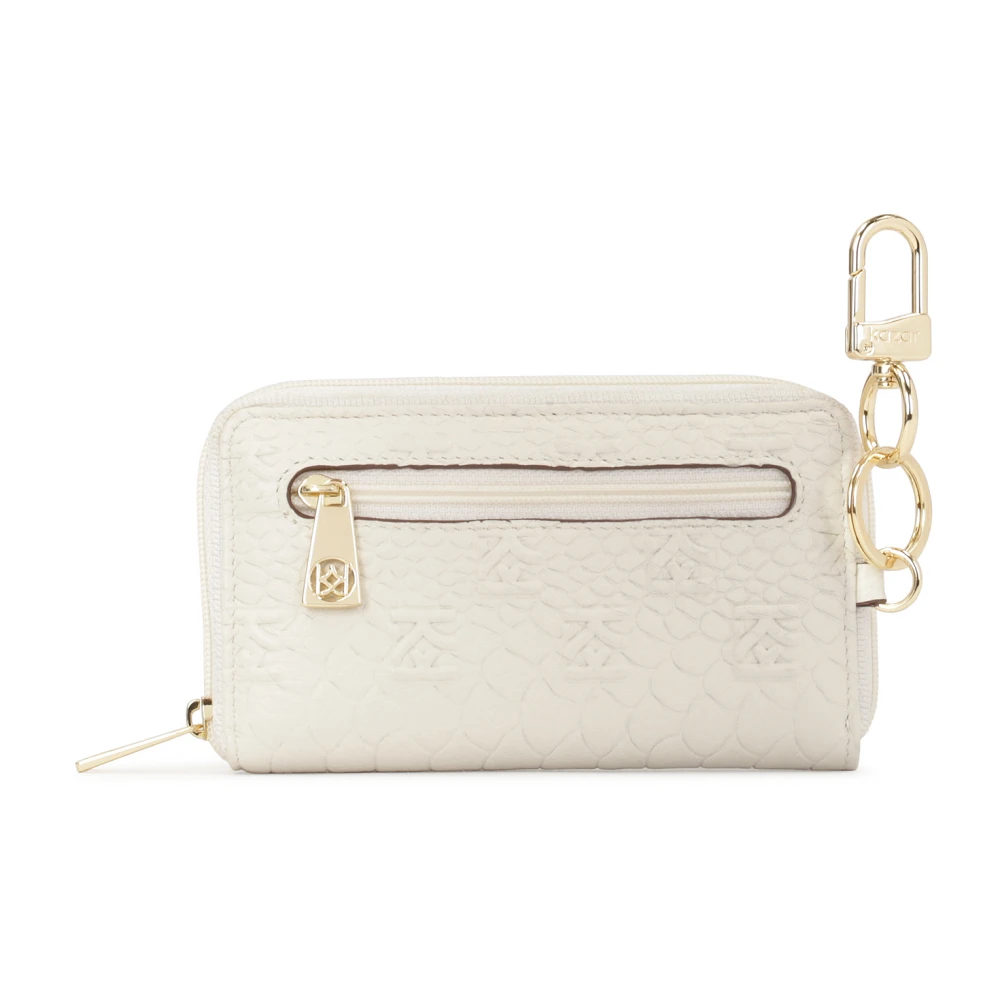 Kazar Witte leren kaarthouder met reliëf motief White Dames