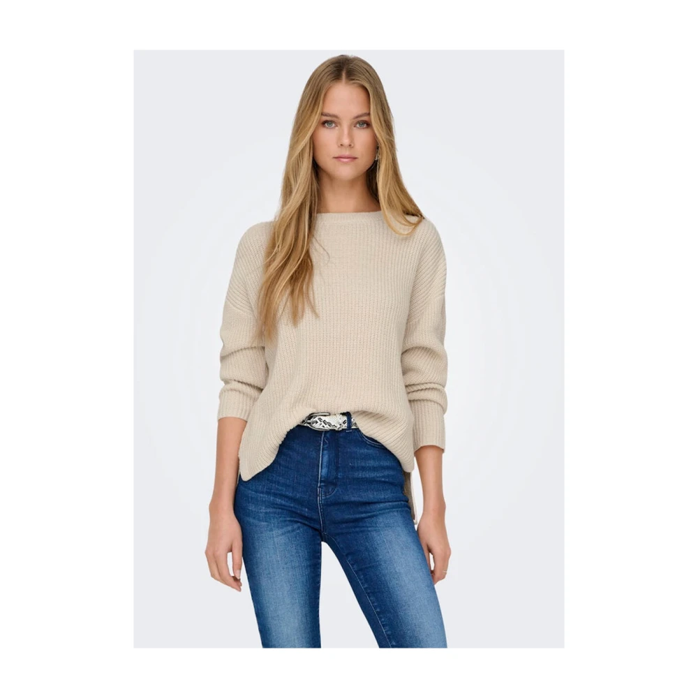 Only Luna Pullover Gebreide Trui Beige Dames