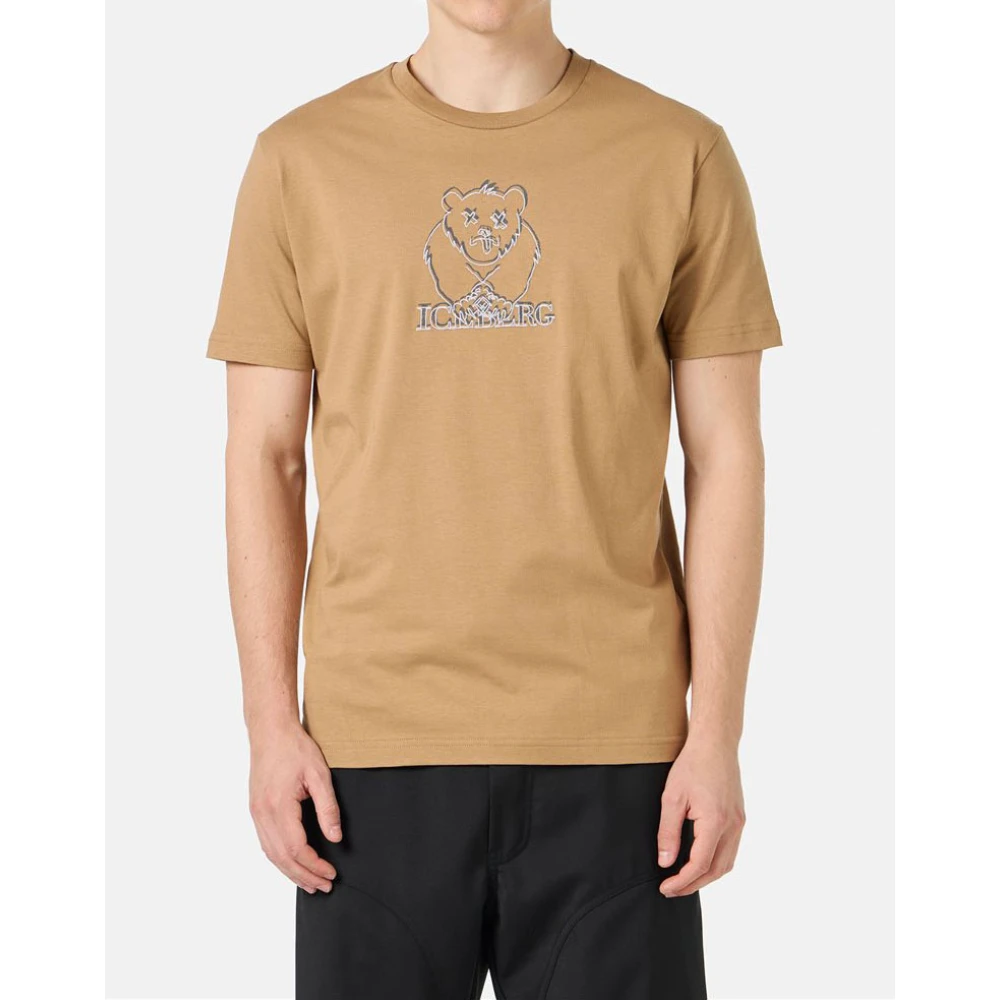Iceberg T-shirt met bedrukte en geborduurde beer Brown Heren