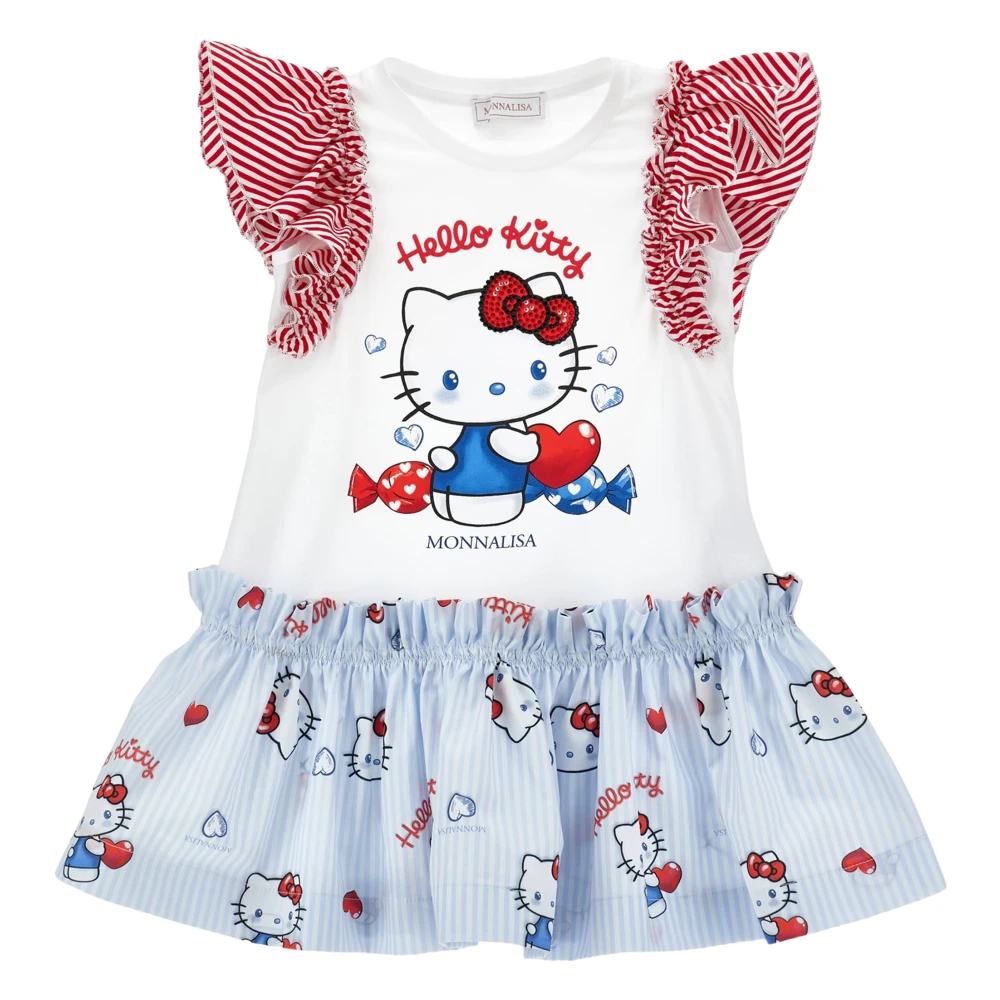 Monnalisa Girls Multicolor Hello Kitty Jersey Dress - Dresses - 5 Y - Kids