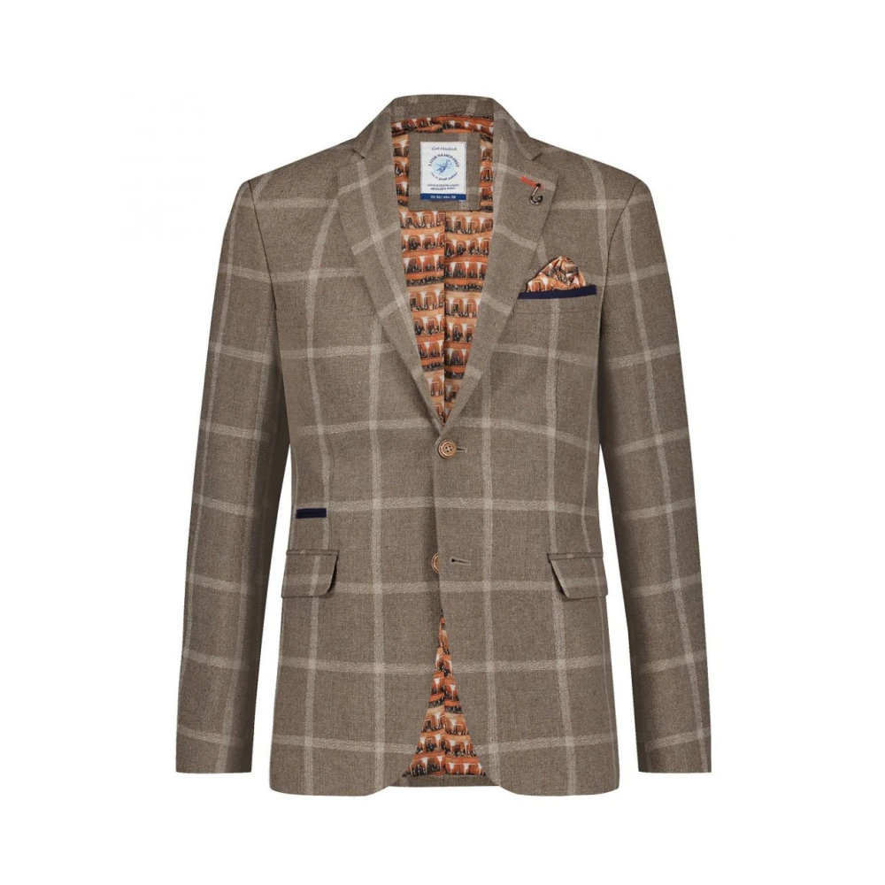 A fish named fred Geruite Blazer in Zand Katoen Beige Heren