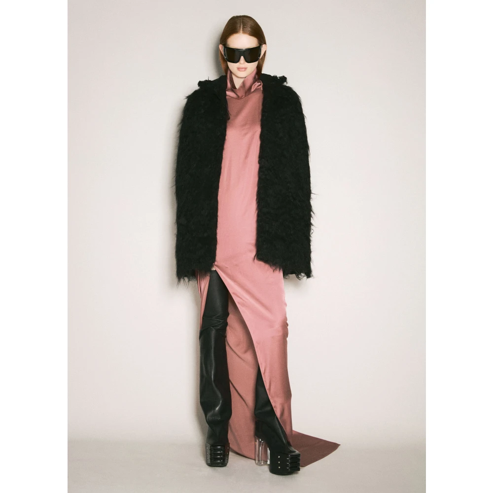 Rick Owens Zijden Maxi Jurk met Gedrapeerd Paneel Pink Dames