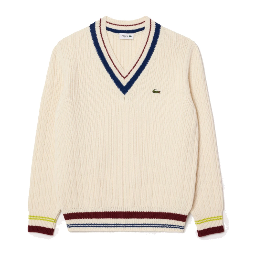 Lacoste Wollen Tennis Sweater Wit White Heren