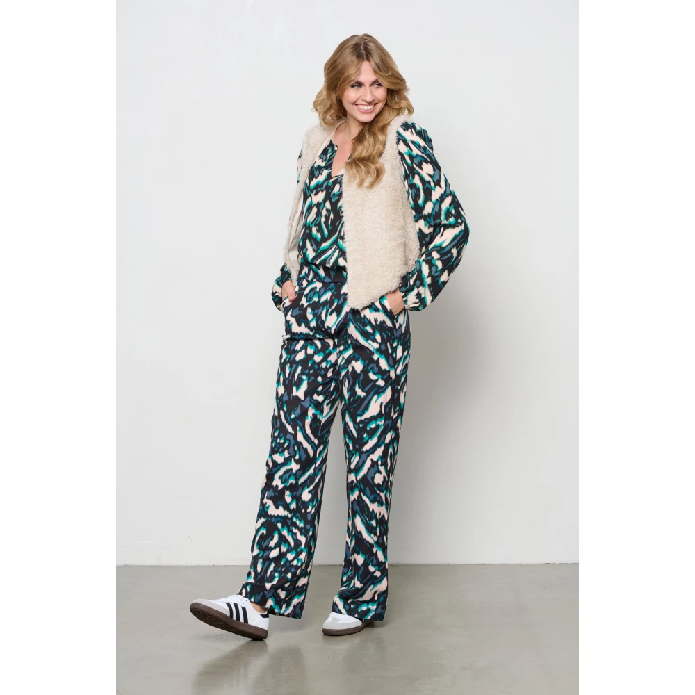 &Co Woman Wijde Bruin Suède Broek Multicolor Dames