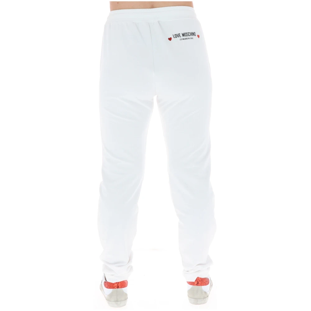 Love Moschino Witte bedrukte vetersbroek White Dames