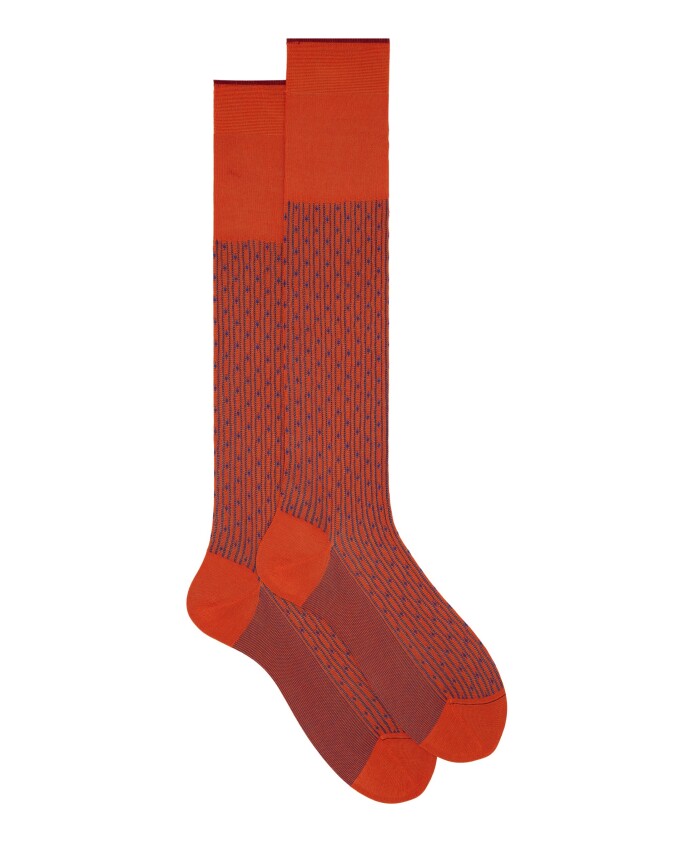 chaussettes-longues-en-coton-orange-pour-hommes-avec-motif-de-lys