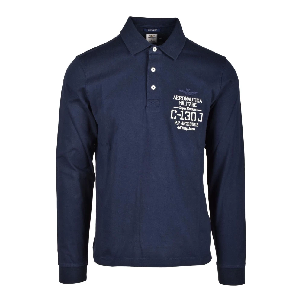 Aeronautica militare Militaire Stijl Katoenen Polo Blue Heren