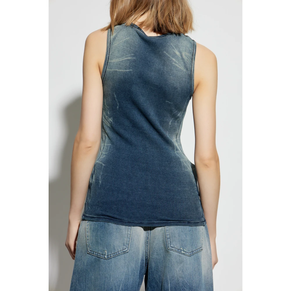 Diesel Geribbelde top Blue Unisex