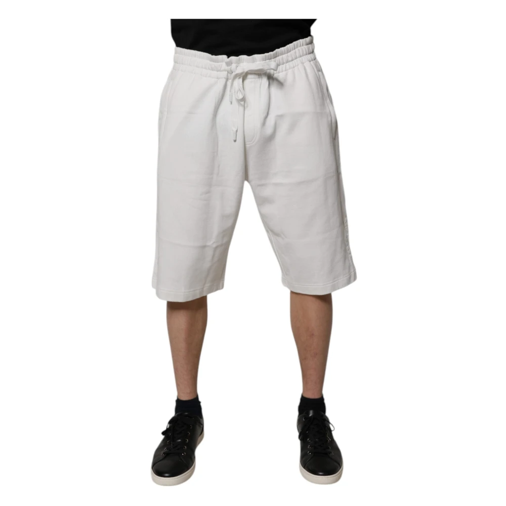 Dolce & Gabbana Men's White Cotton Bermuda Sweat Shorts