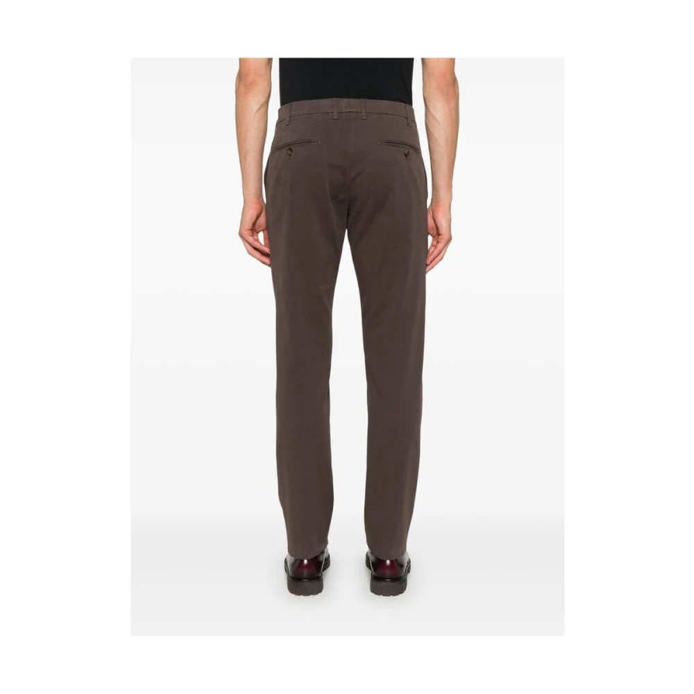 Canali Sepia Bruine Katoenen Twill Broek Brown Heren