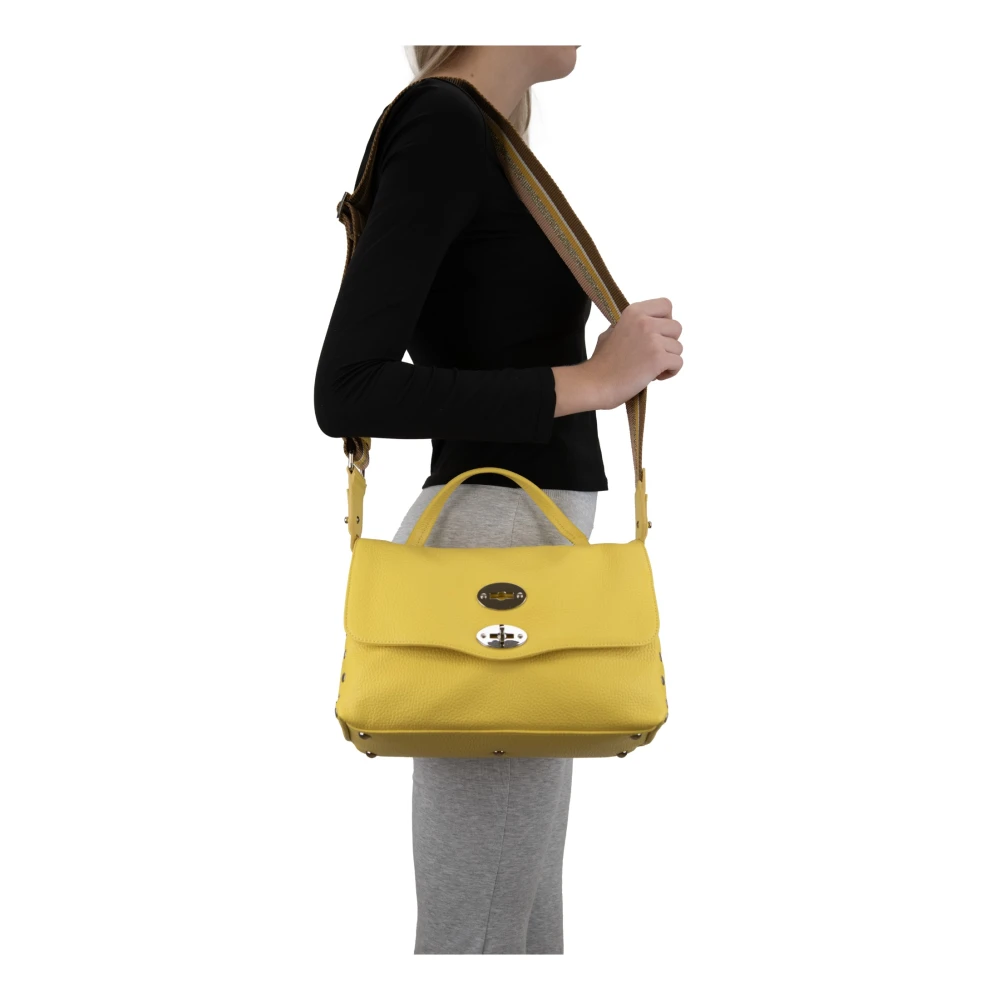 Zanellato Leren schoudertas voor dames Girello Yellow Dames