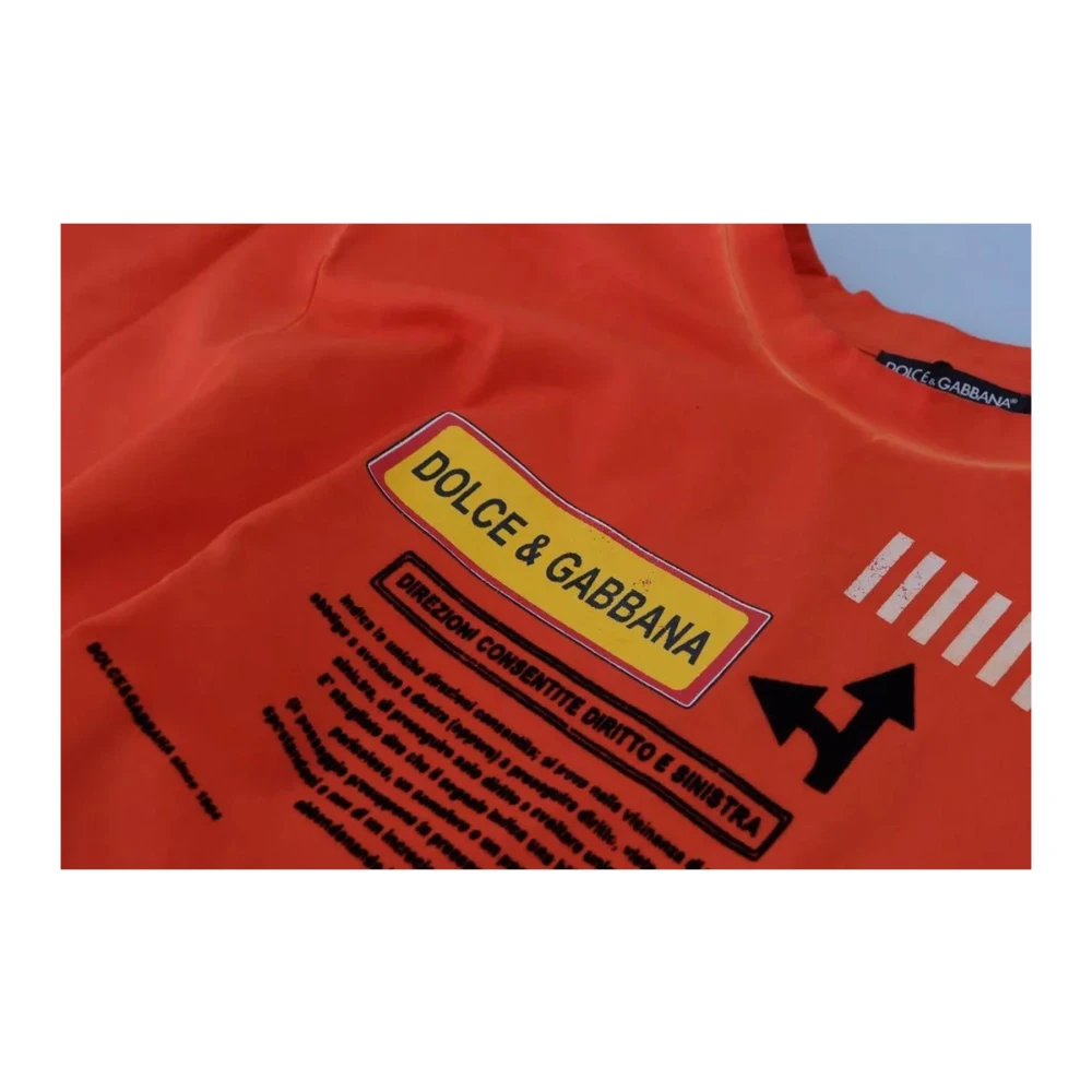 Dolce & Gabbana Oranje Logo Print Crewneck T-shirt Orange Heren