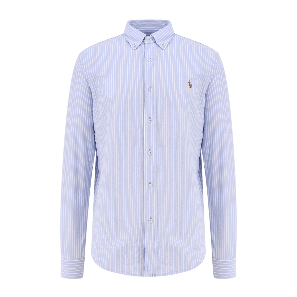 Polo Ralph Lauren Geborduurd Oxford Overhemd met Knoopsluiting Blue Heren