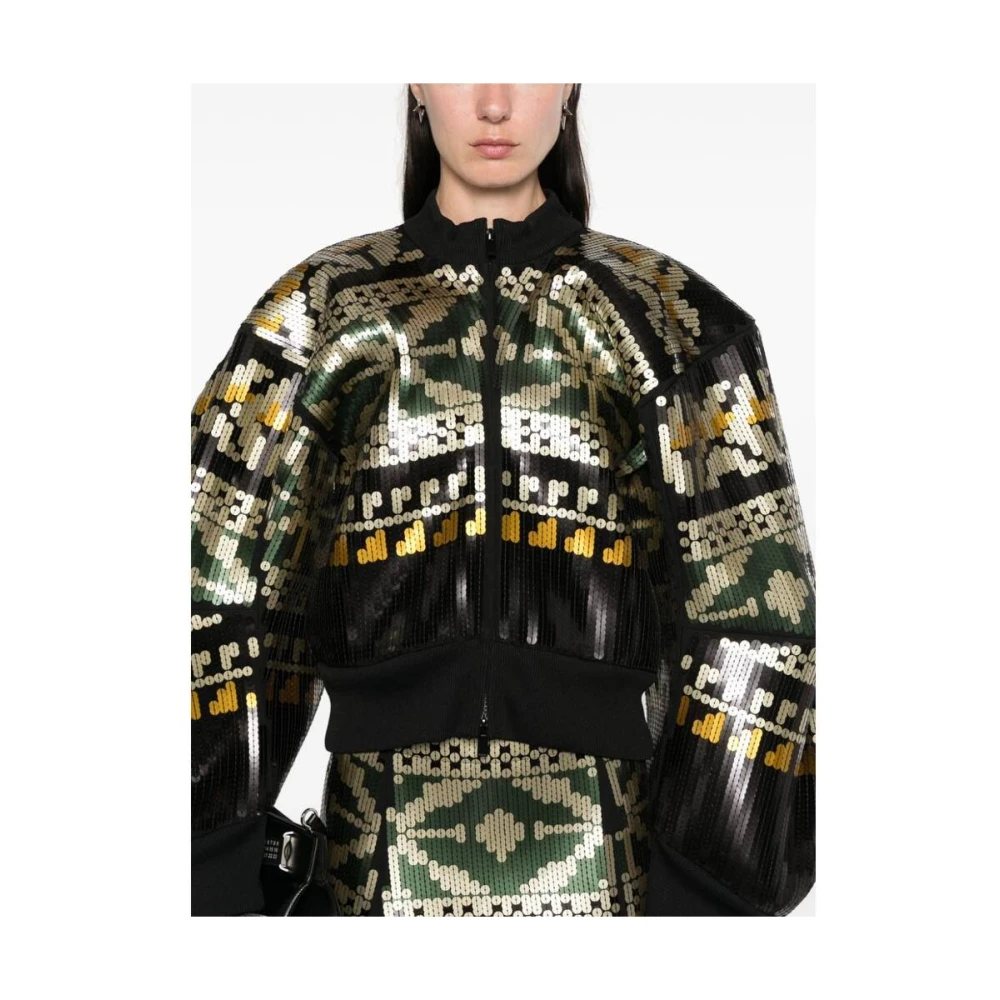 Sacai Pailletversierde Ritssluiting Jas Multicolor Dames