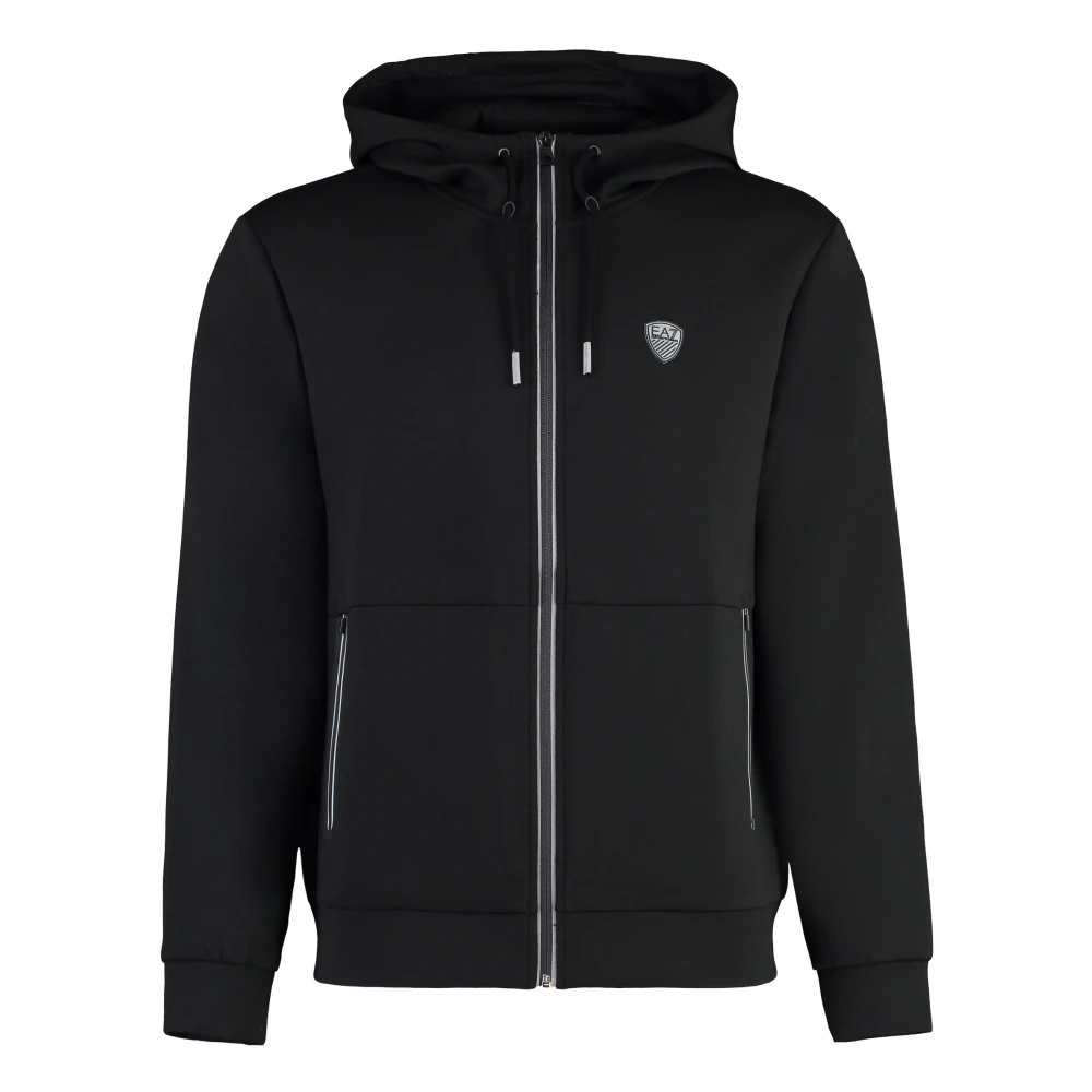 Emporio Armani EA7 Hoodie met rits en zakken Black Heren