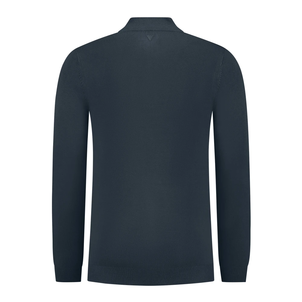 Pure Path Essentiële Gebreide Half-Zip Trui Blue Heren