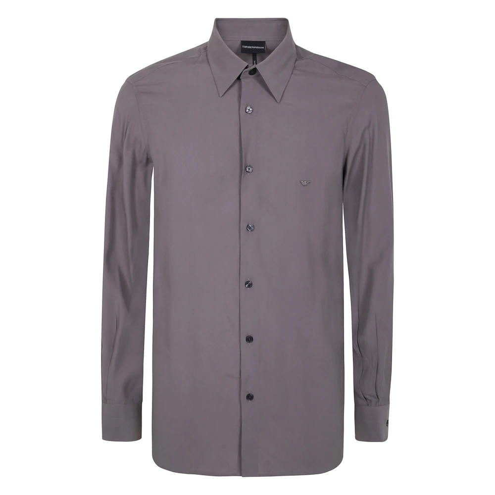 Emporio Armani Casual Katoenen Overhemd voor Mannen Purple Heren