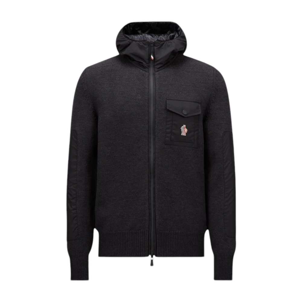 Moncler Grijze Wol Zip-Up Hoodie Gray Heren