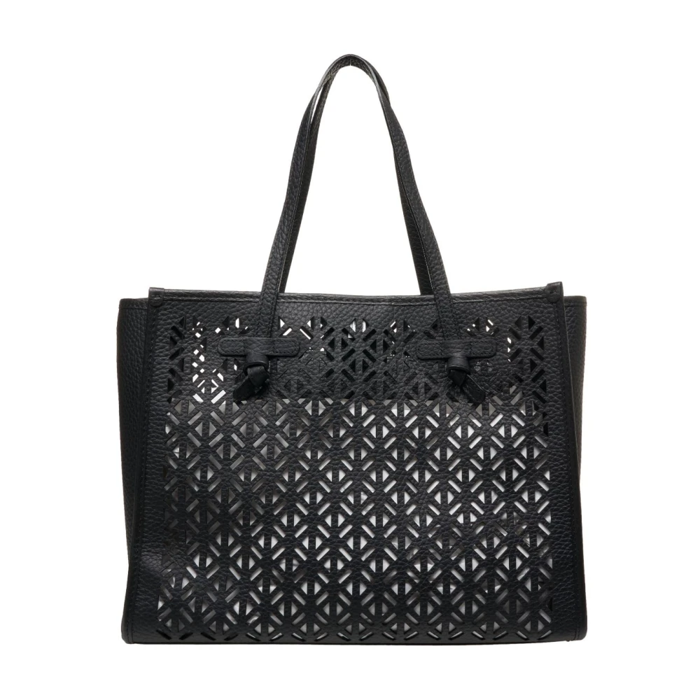 Gianni Chiarini Zwarte Leren Shopper Tas Black Dames