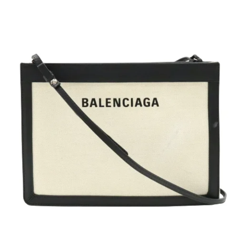 Balenciaga Vintage Pre-owned Canvas clutches Beige Dames