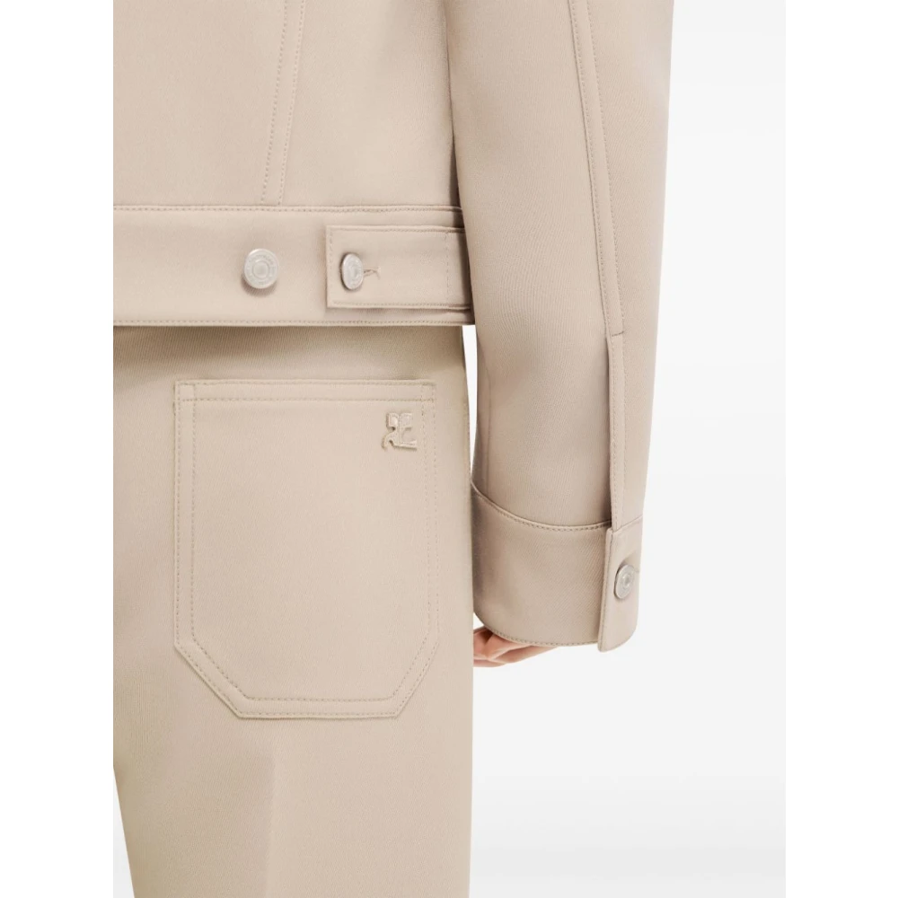 Courrèges 70s Bootcut Kameel Wijde Pijp Broek Beige Dames