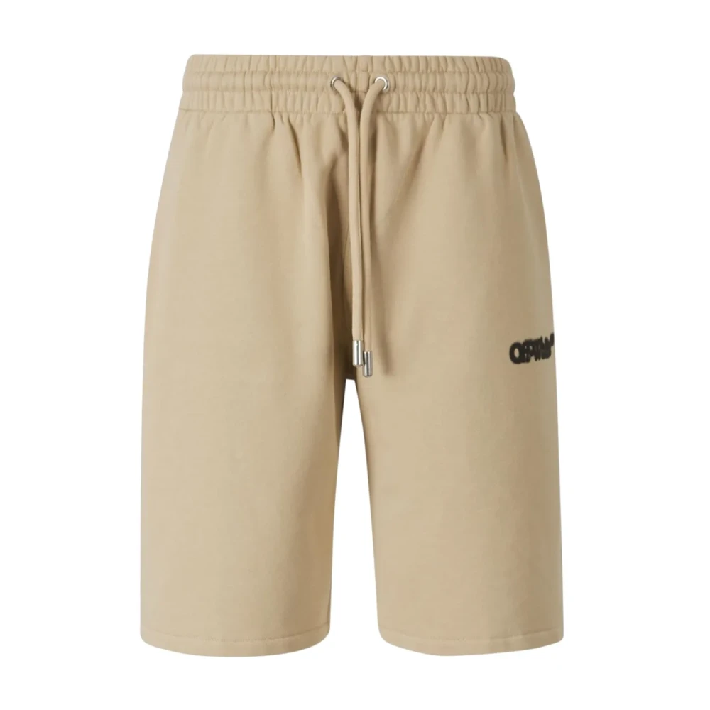 Off White Logo-print Track Shorts met Arrows Motif Beige Heren