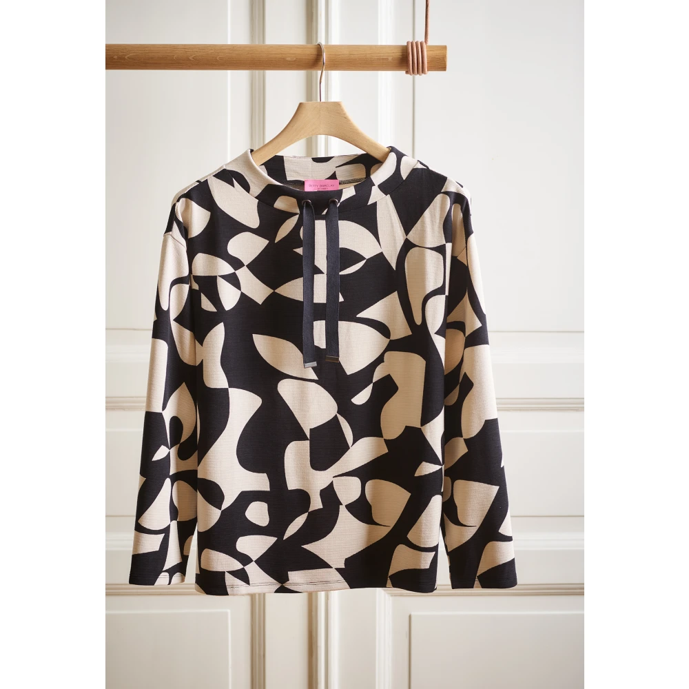Betty Barclay Sweatshirt met hoge kraag en stijlvolle details Black Dames